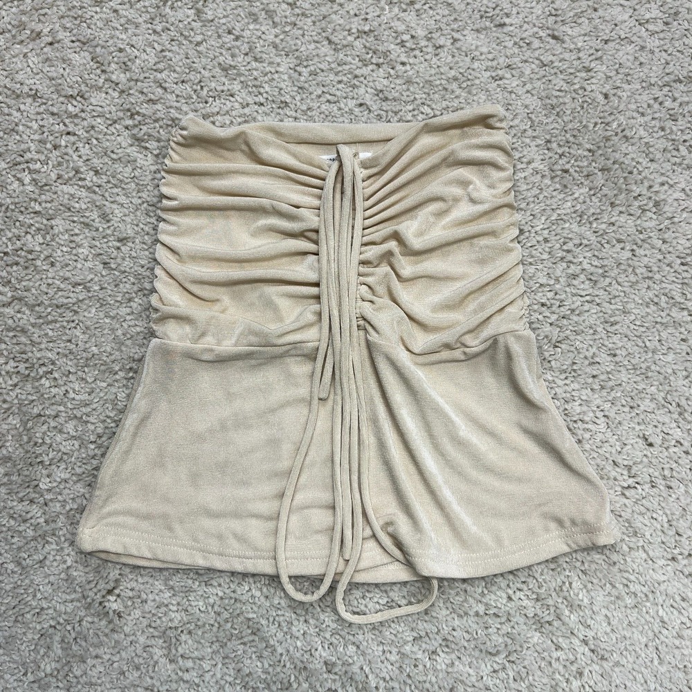 Peppermayo Strapless Top Womens Size 2 Ivory Cinched Tie‎ Going Out Beachy Vacay